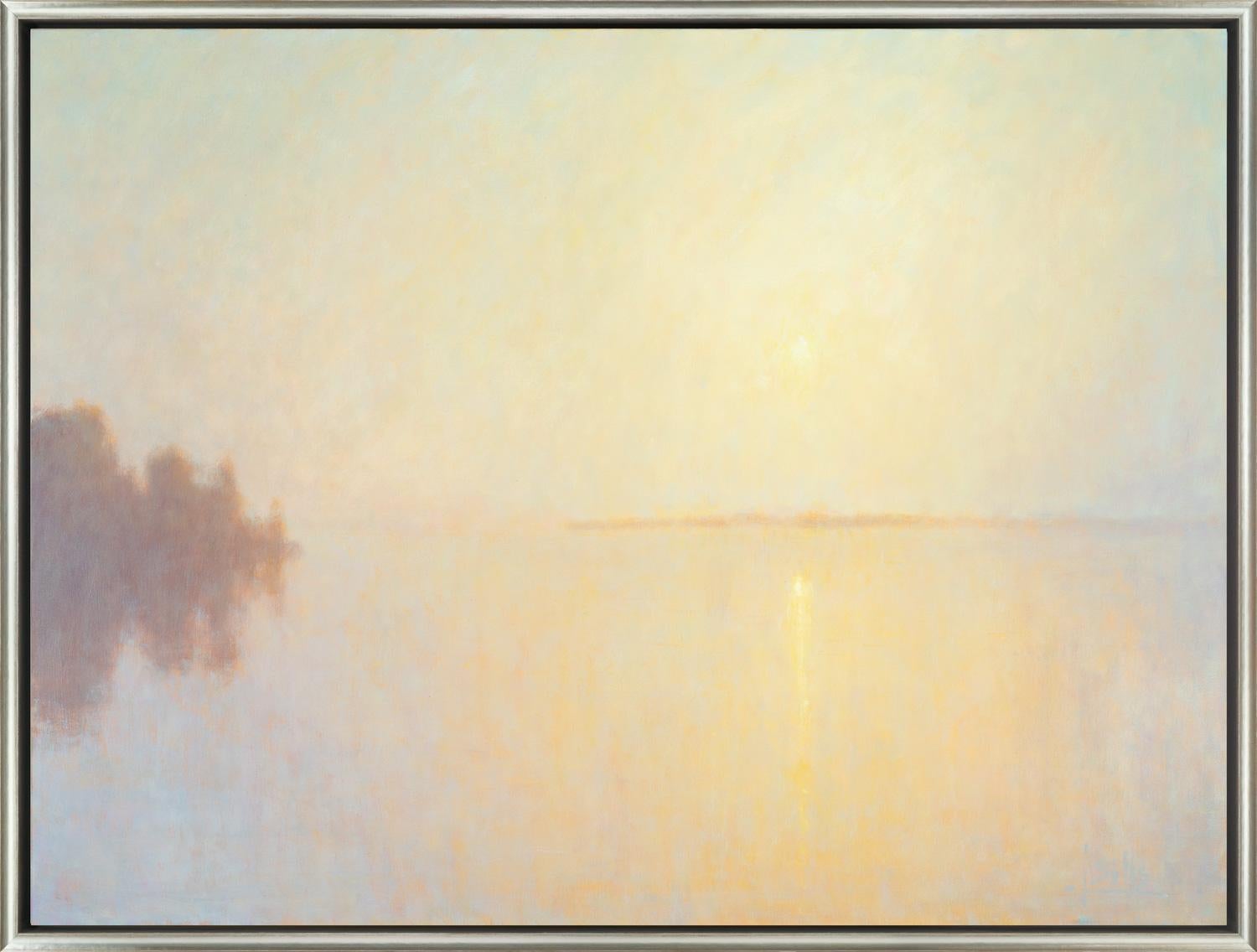 John Sills Landscape Painting - "Morning Glow" Contemporary Landscape Waterscape Framed Oil on Canvas Painting
