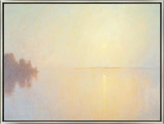 "Morning Glow" Contemporary Landscape Waterscape Framed Oil on Canvas Painting