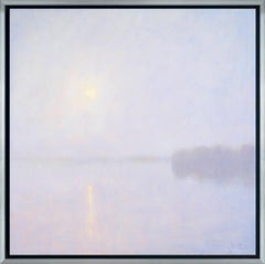 "Silver Dawn" Paysage contemporain Paysage aquatique Peinture à l'huile sur toile encadrée