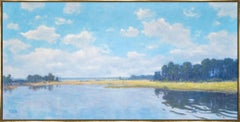 "Summer Skies" Contemporary Landscape Waterscape Framed Oil on Canvas Painting