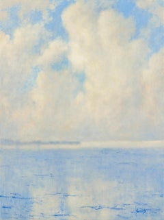 "Waves and Clouds" Contemporary Waterscape Framed Oil on Canvas Painting
