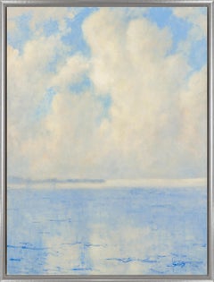 "Waves and Clouds" Contemporary Waterscape Framed Oil on Canvas Painting
