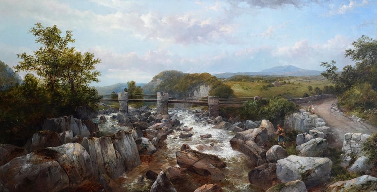 Highland River Landscape - British 19th century Scottish landscape oil painting - Painting by John Brandon Smith