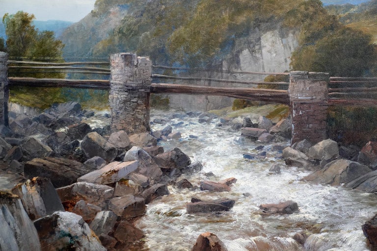 Highland River Landscape - British 19th century Scottish landscape oil painting For Sale 1
