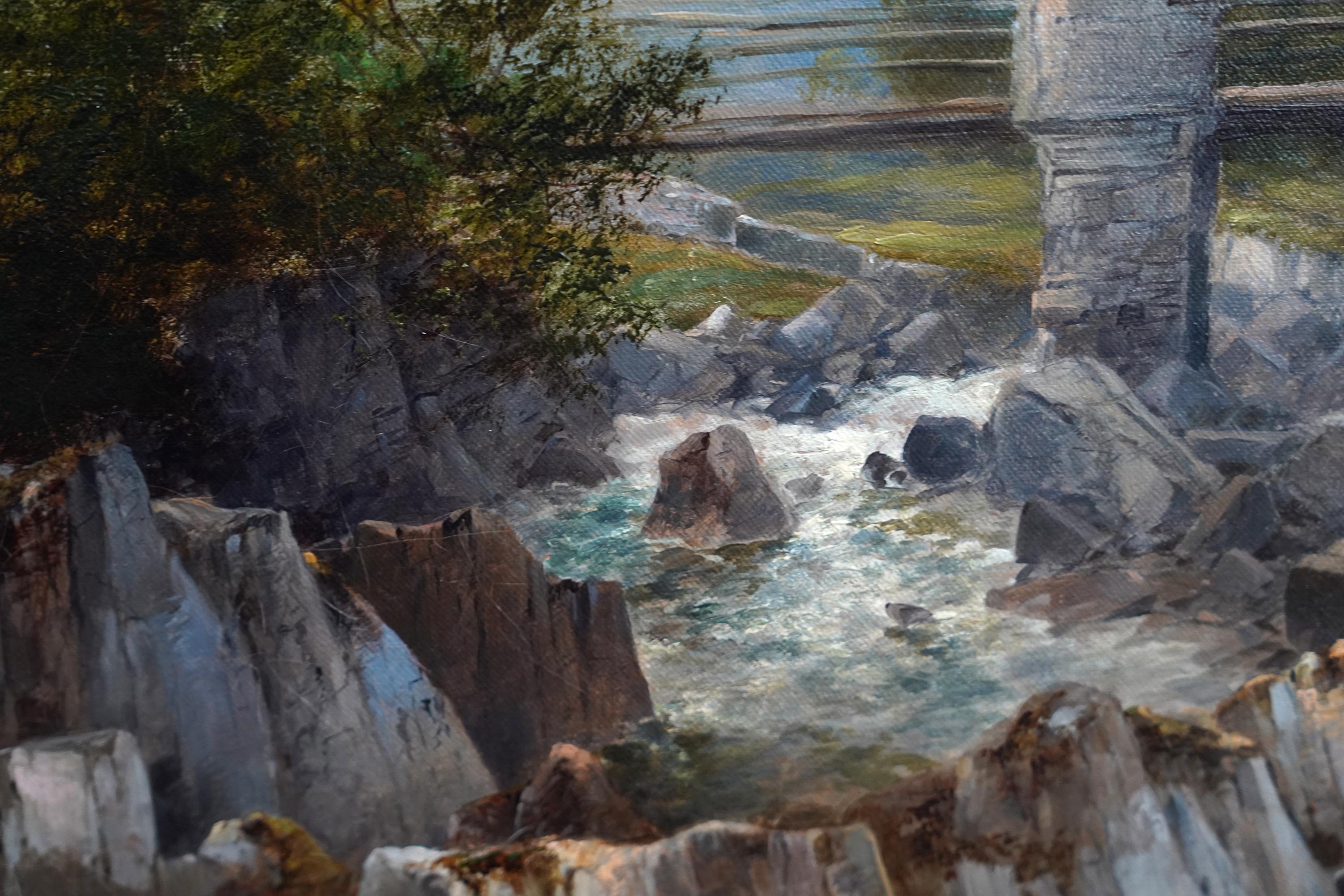Highland River Landscape - British 19th century Scottish landscape oil painting For Sale 5