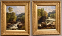 Pareja de óleos de John Brandon Smith "Escenas del río Highland"