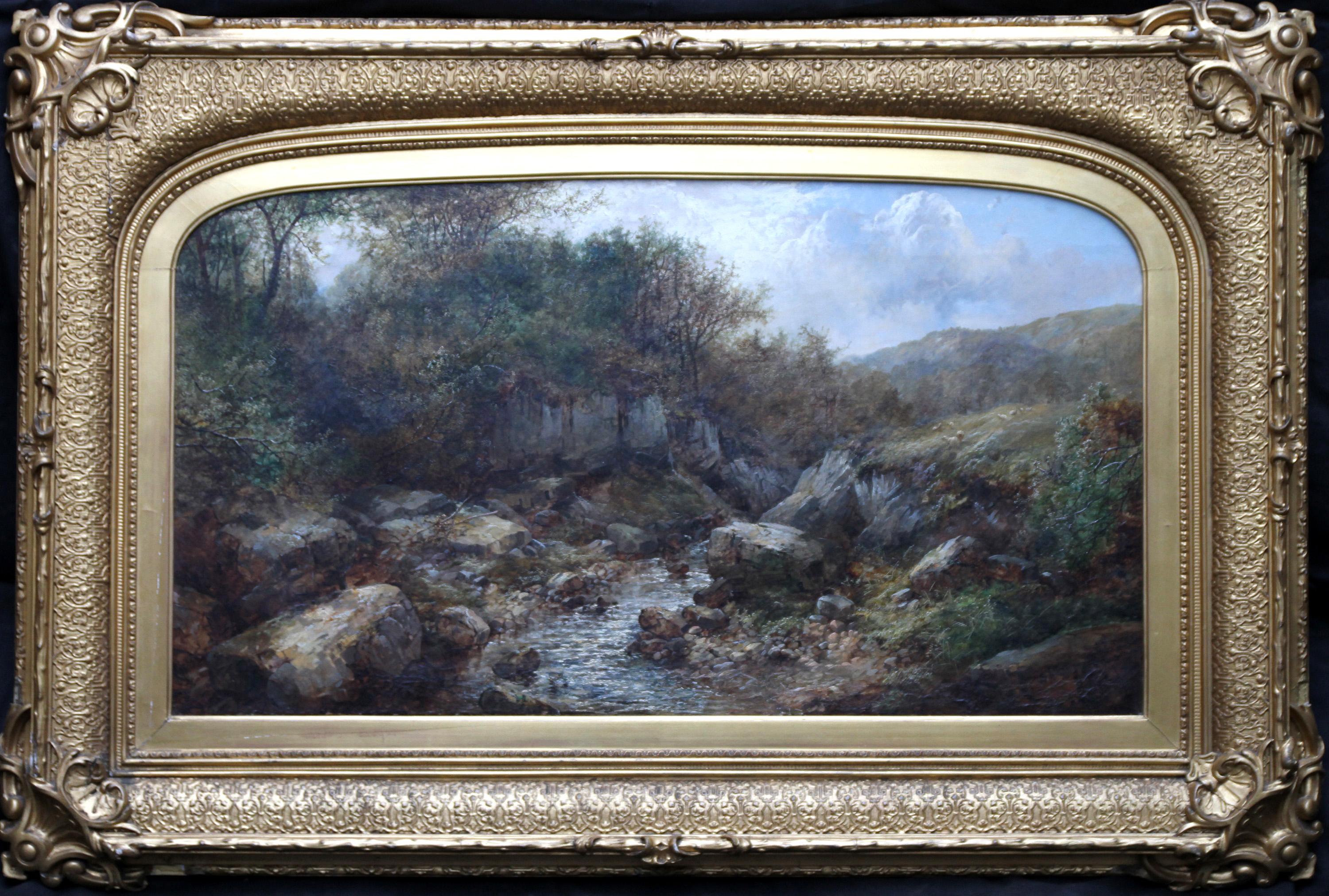 River Landscape - British art 19th century landscape oil painting 5