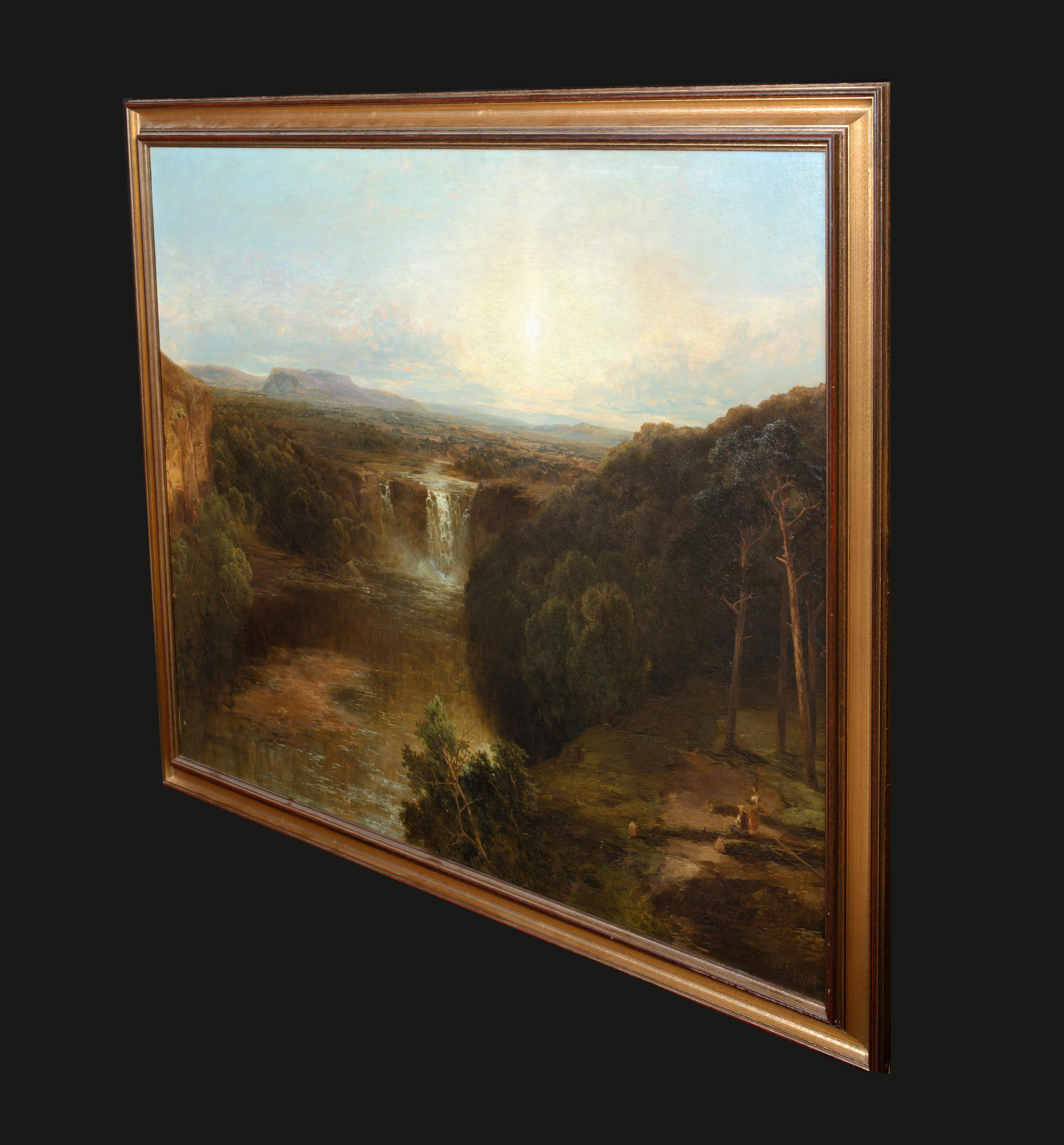 Waterfall Vale of Neath Glamorganshire, 19th Century

by John Brandon SMITH (1848-1884)

Huge 19th Century sunset view of a waterfall at the Vale Of Neath Glamorgamshire, oil on canvas. Excellent quality and condition expansive view with figures in