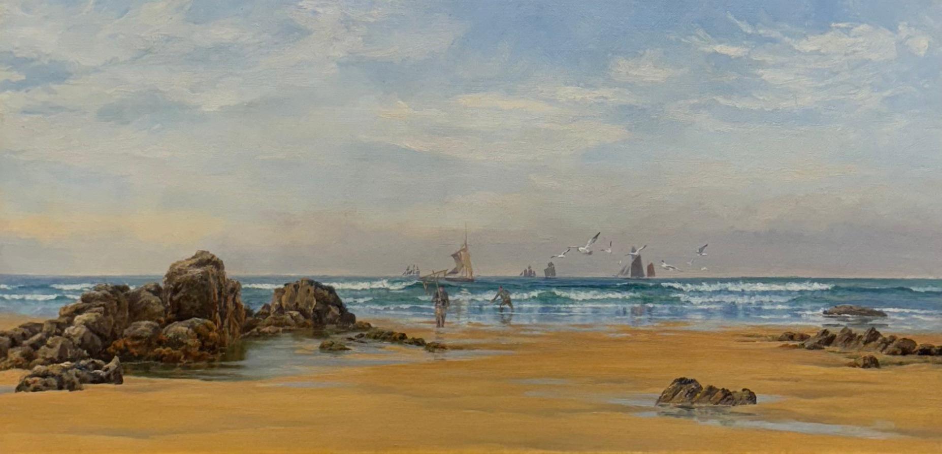 Glorious Summer', Newquay, Cornwall - Painting by John Brett