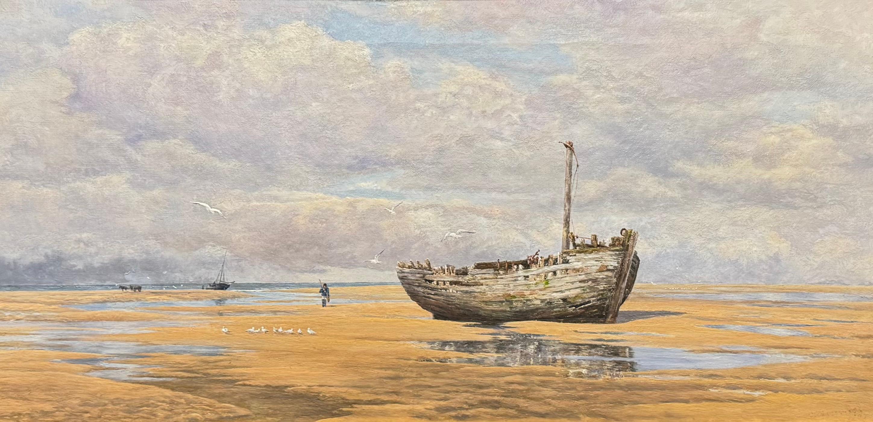'The winter of our discontent when we took the bar to the ebb', Newport, Wales - Painting by John Brett
