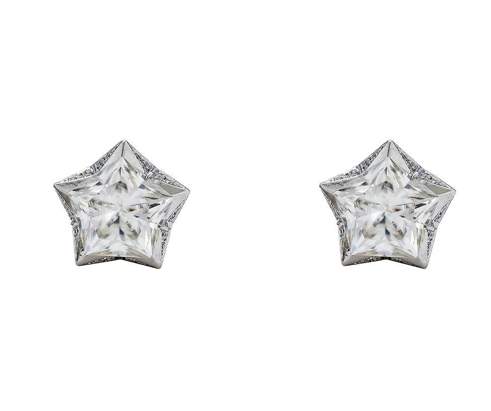 Taille hexagone John Brevard Boucles d'oreilles Platoniques étoile claire en vente