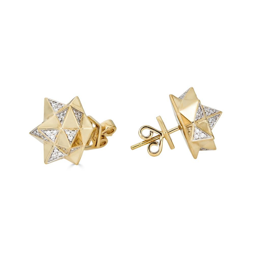 John Brevard Tetra Diamond Gold Stud Earrings For Sale 2
