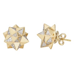 John Brevard Tetra Diamond Gold Stud Earrings