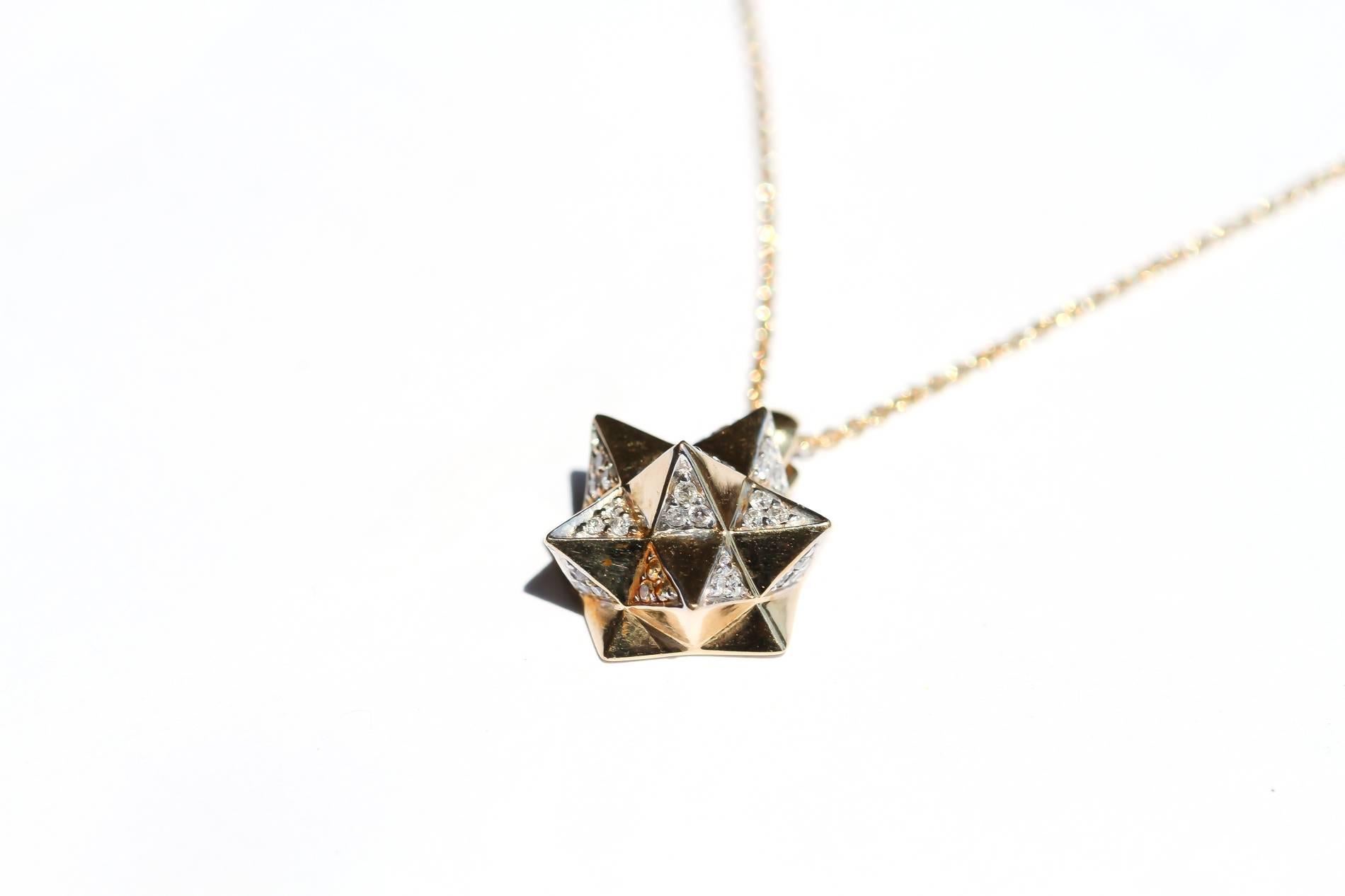 John Brevard Tetra Verahedra Series Diamond Gold Necklace For Sale 2