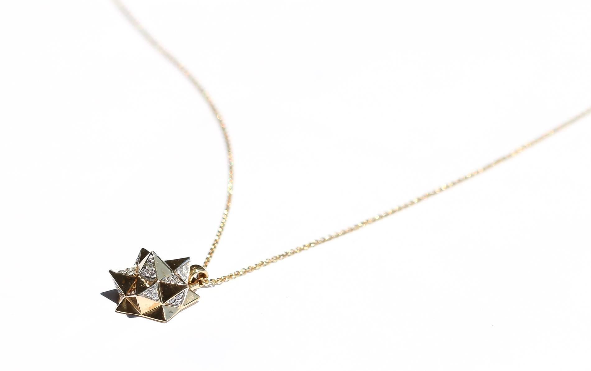 John Brevard Tetra Verahedra Series Diamond Gold Necklace For Sale 4