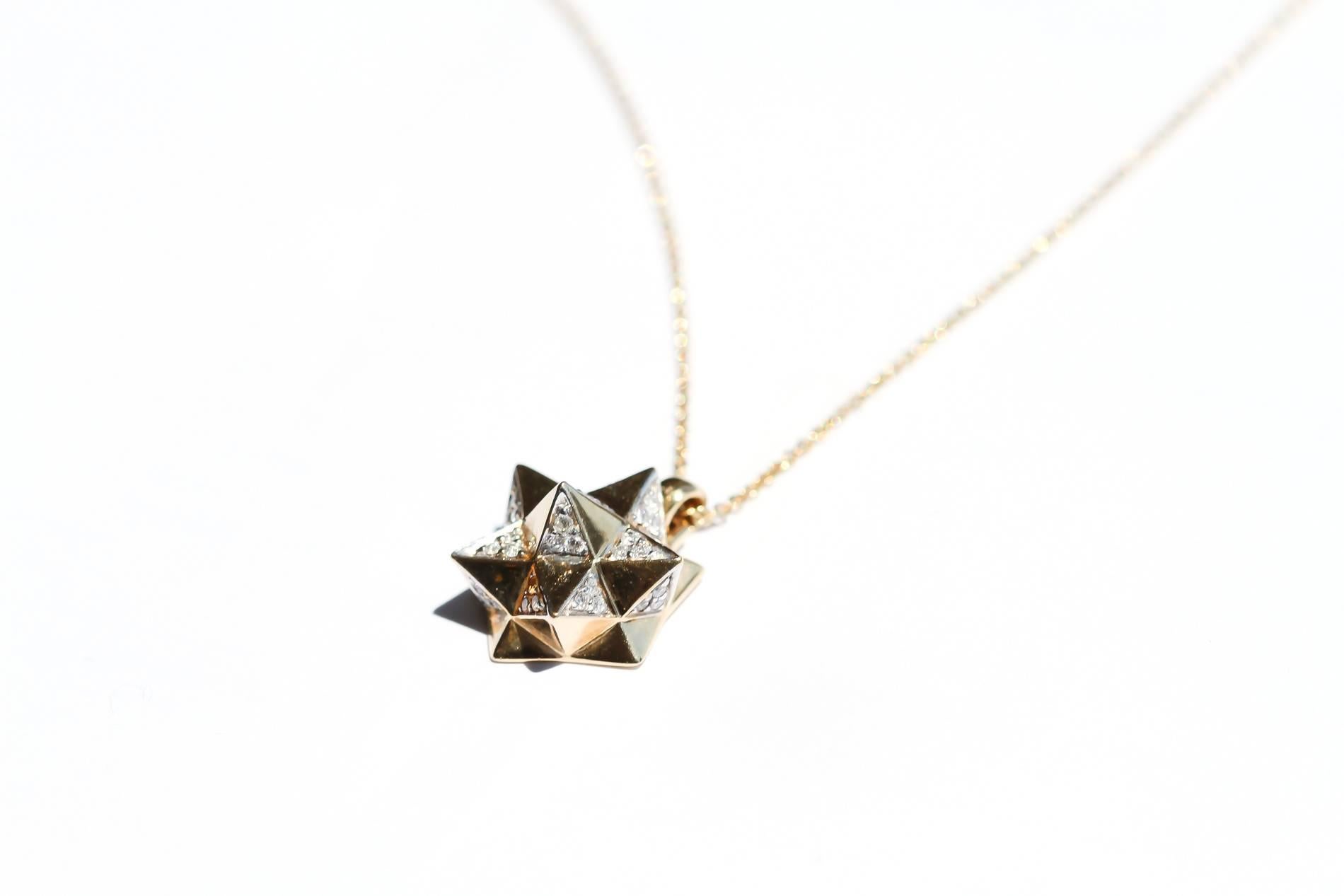 John Brevard Tetra Verahedra Series Diamond Gold Necklace For Sale 5