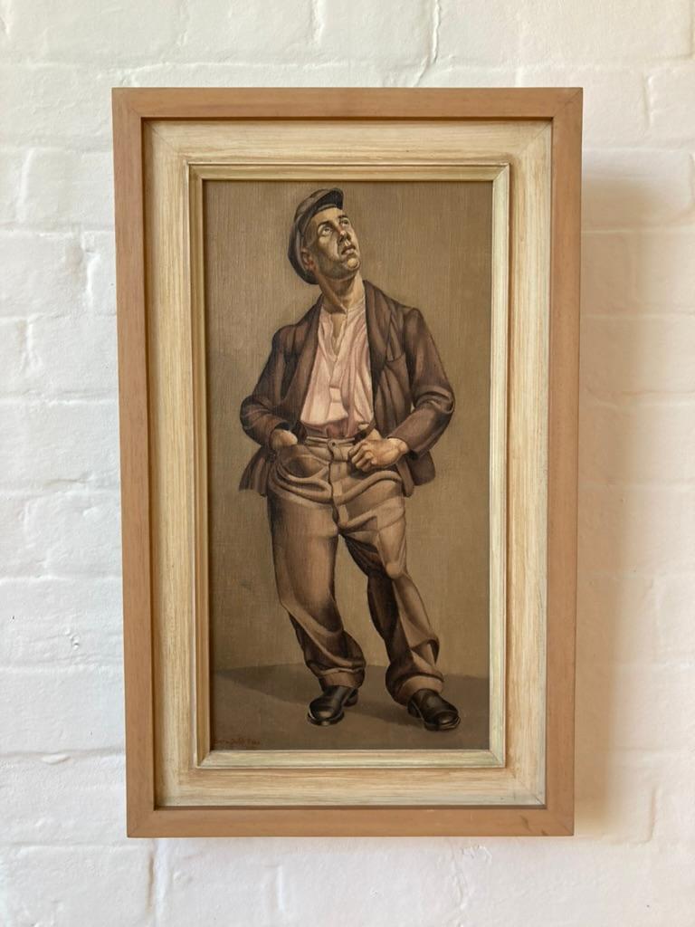 Portrait of a Welsh Miner from 1930s, Welsh Art - Painting by John Bromfield Gay Rees