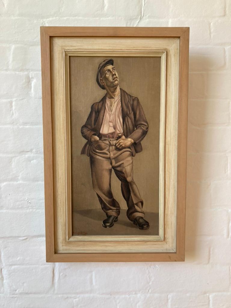 An incredibly rare work by the artist dating to 1932. In subject matter, it brings to mind William Roberts but with a more linear and sculptural style.

John Bromfield Gay Rees (1912-1965)
Welsh miner
Signed and dated '1932', inscribed with artist's