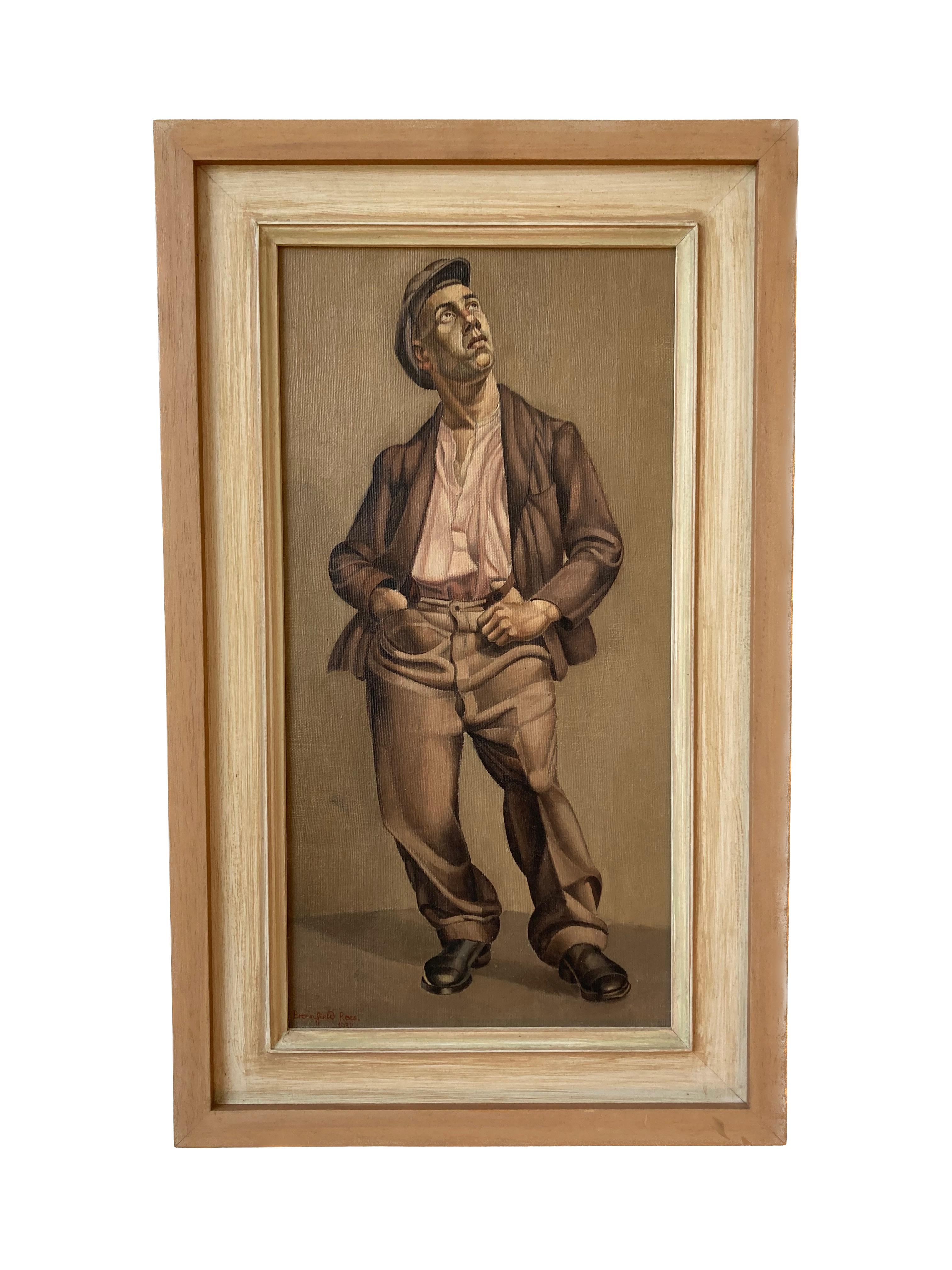 John Bromfield Gay Rees Portrait Painting - Portrait of a Welsh Miner from 1930s, Welsh Art