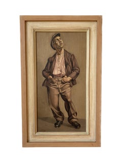 Antique Portrait of a Welsh Miner from 1930s, Welsh Art