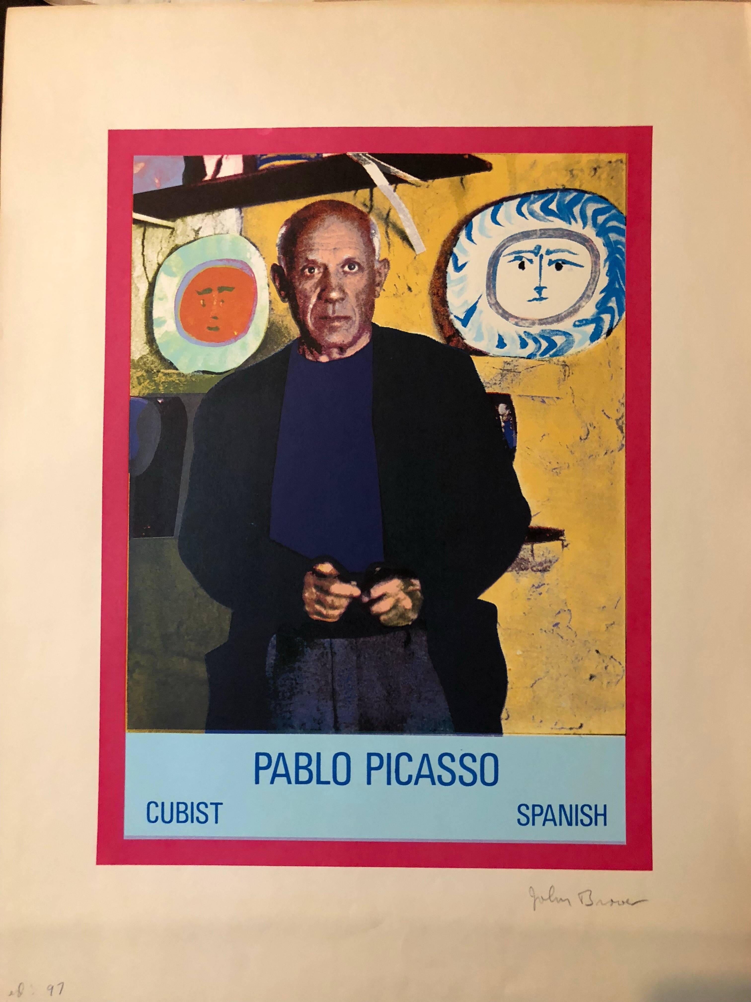 John Brower Figurative Print - Vintage 1960s Pablo Picasso Photo Silkscreen Serigraph Pop Art