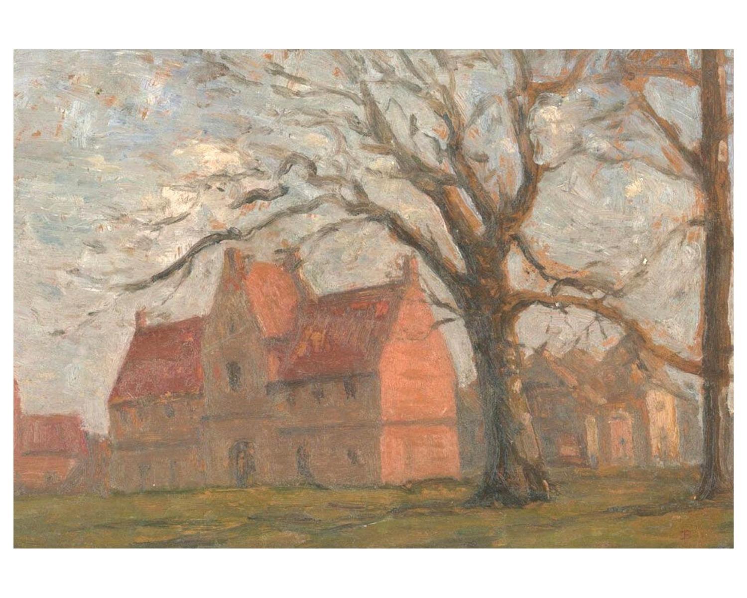 John Brown (1887–1966) - Early 20th Century Oil, Orange Light In Autumn For Sale 1