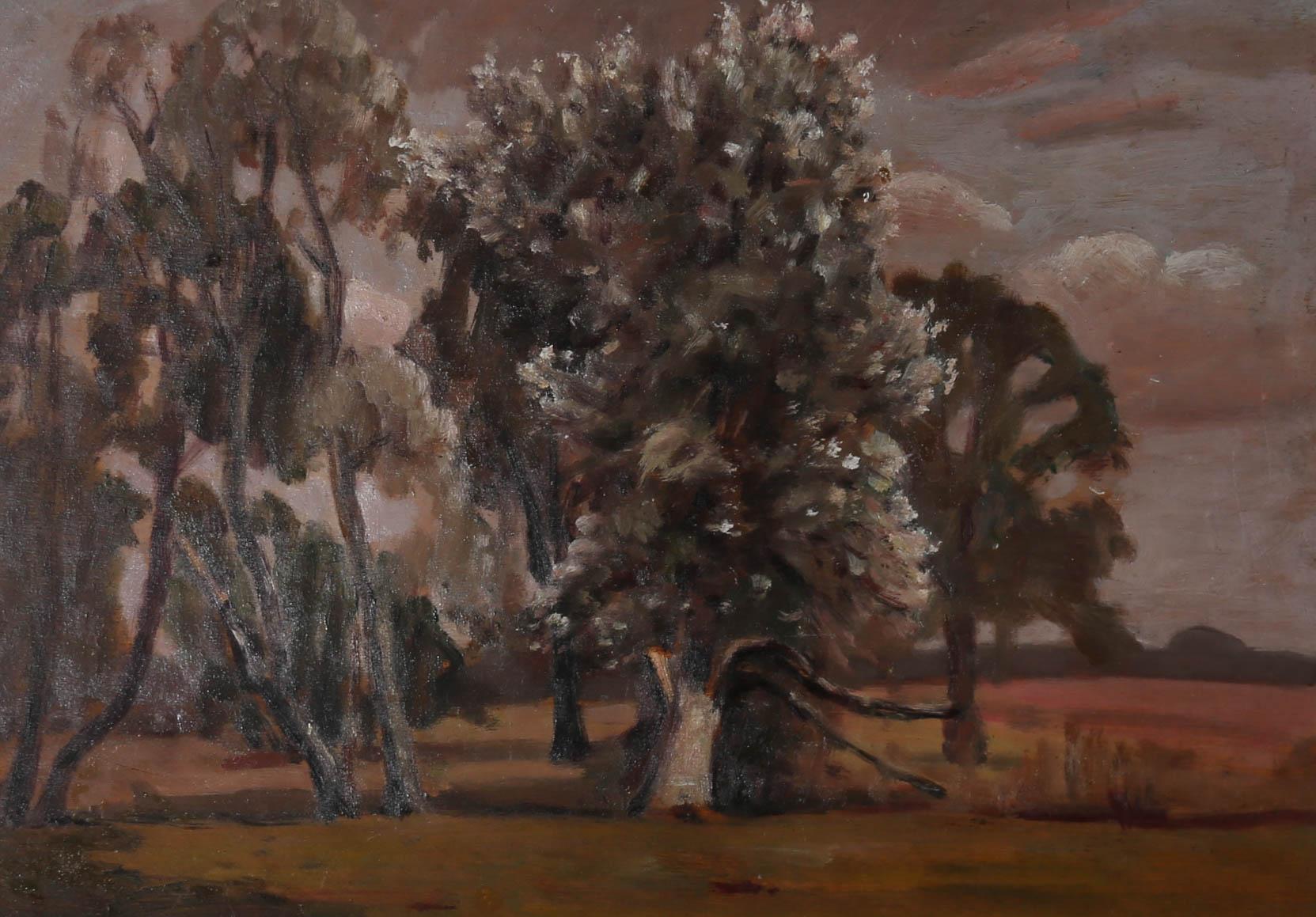 John Brown (1887–1966)  - Framed 20th Century Oil, Pink Sky For Sale 1