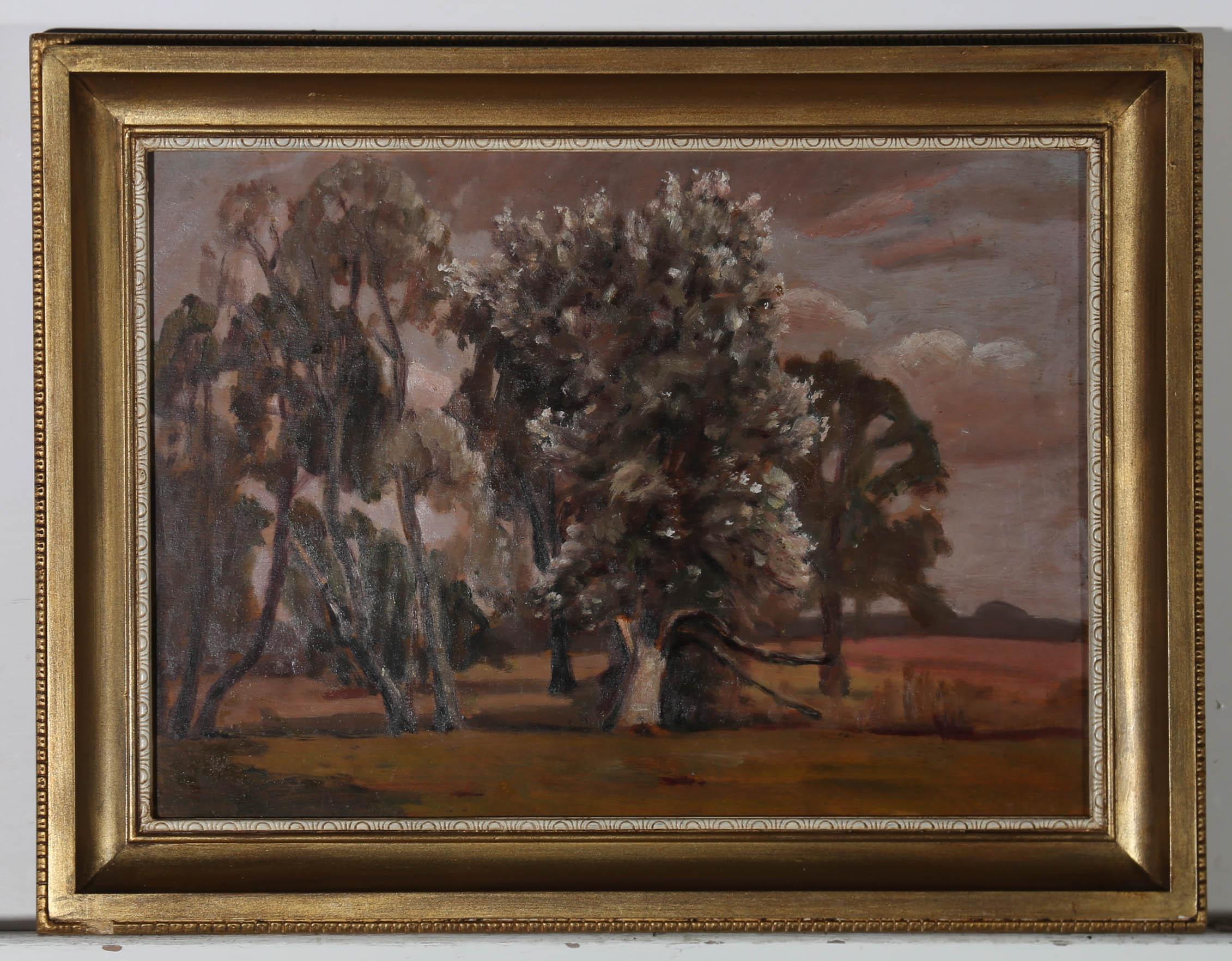 John Brown (1887–1966)  - Framed 20th Century Oil, Pink Sky For Sale 2