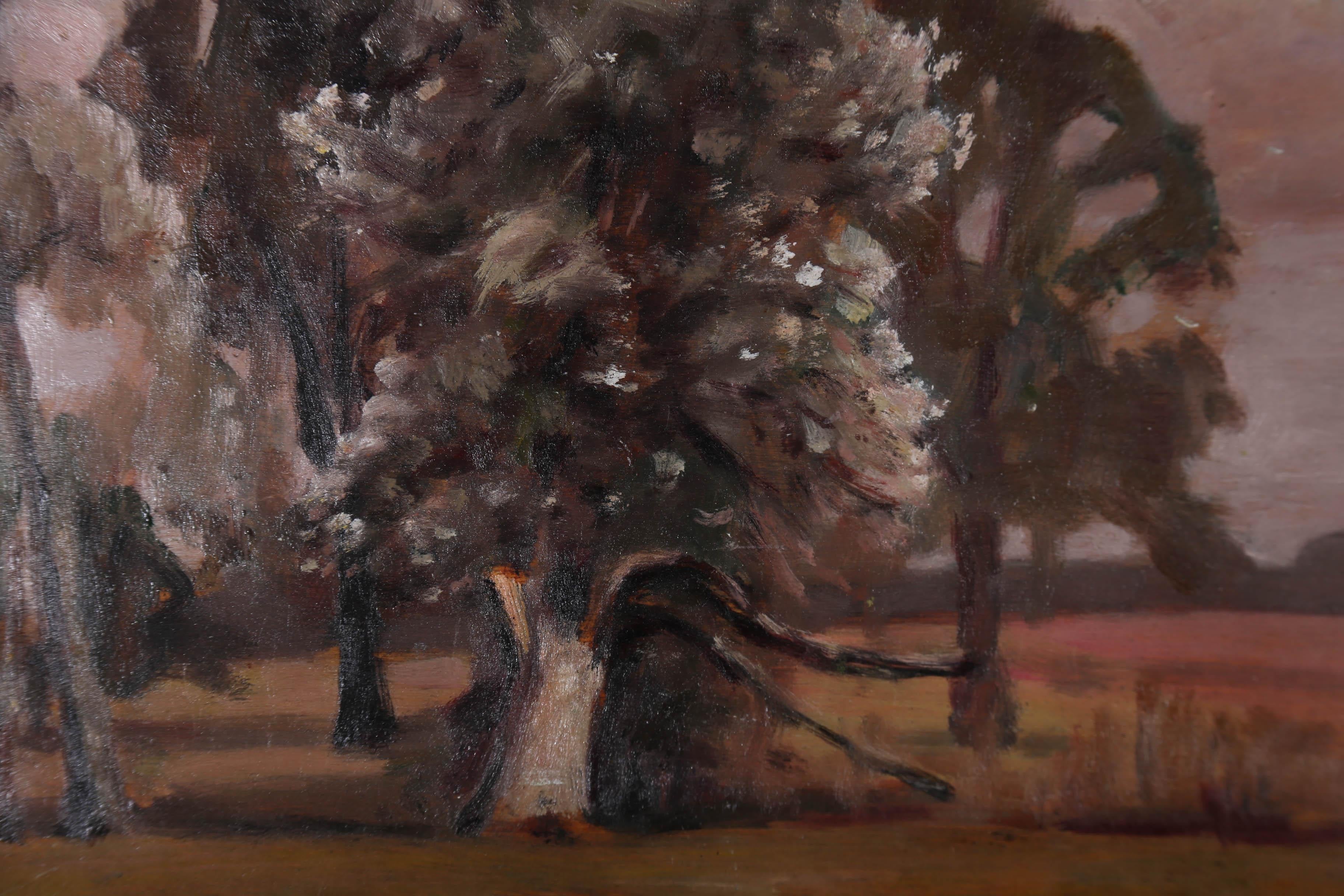 John Brown (1887–1966)  - Framed 20th Century Oil, Pink Sky For Sale 4