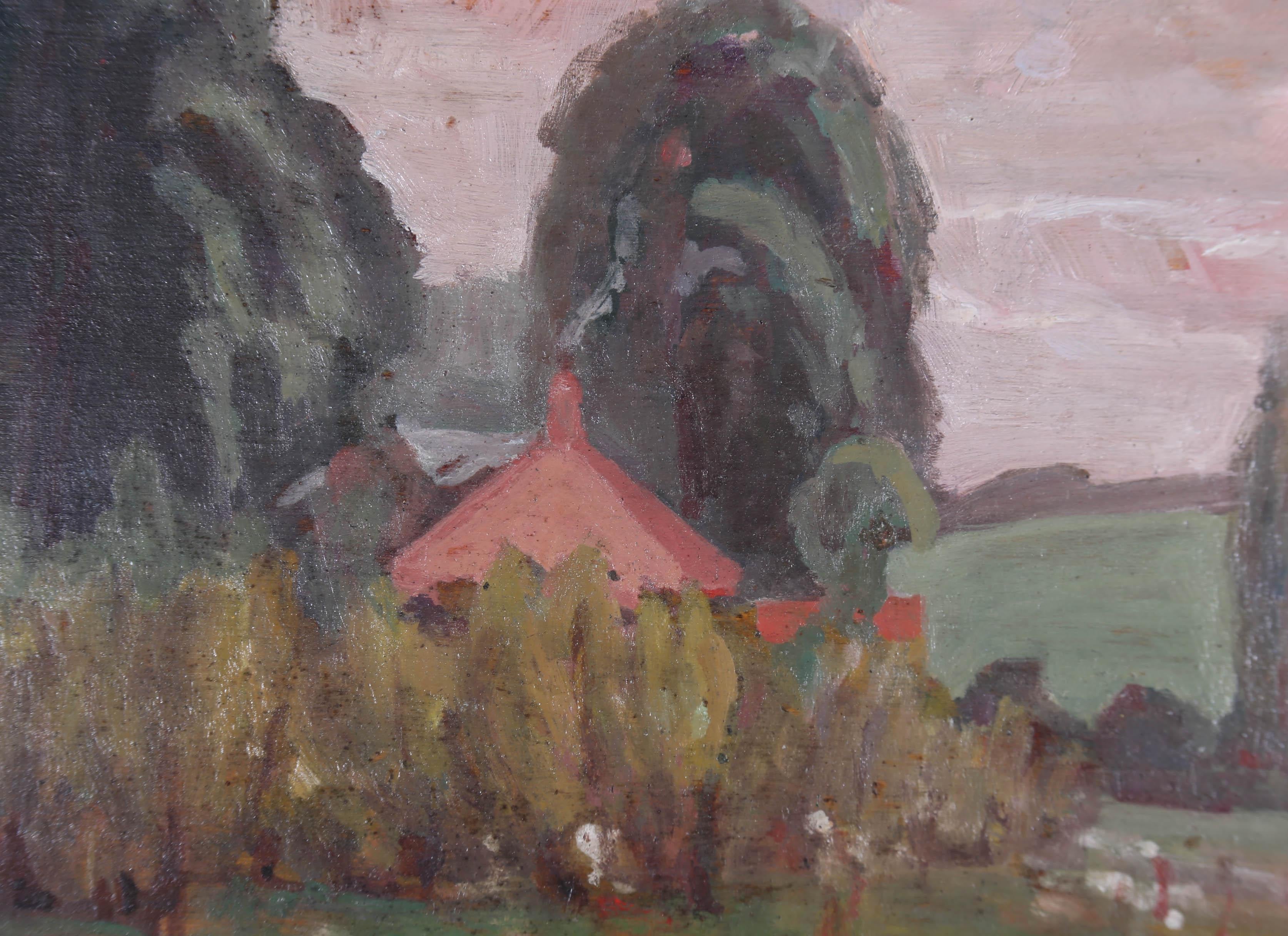 John Brown (1887-1966) - Olio della metà del XX secolo, Tramonto sulla fattoria 3