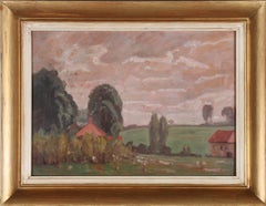 John Brown (1887-1966) - Mid 20th Century Oil, Sunset Over the Farmstead