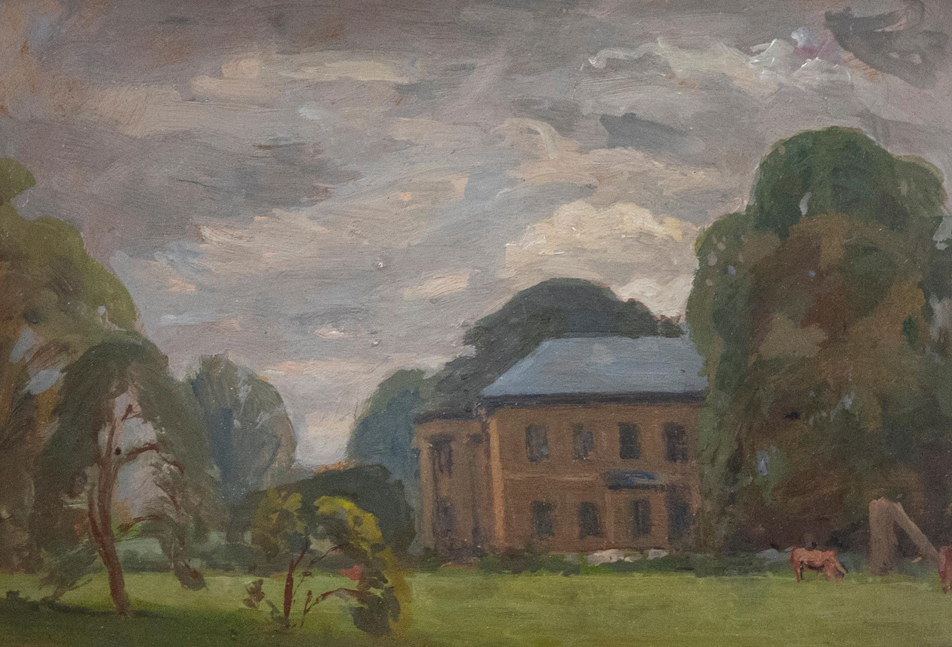 John Brown (1887-1966) - Early 20th Century Oil, View of the Manor - Painting by John Browne