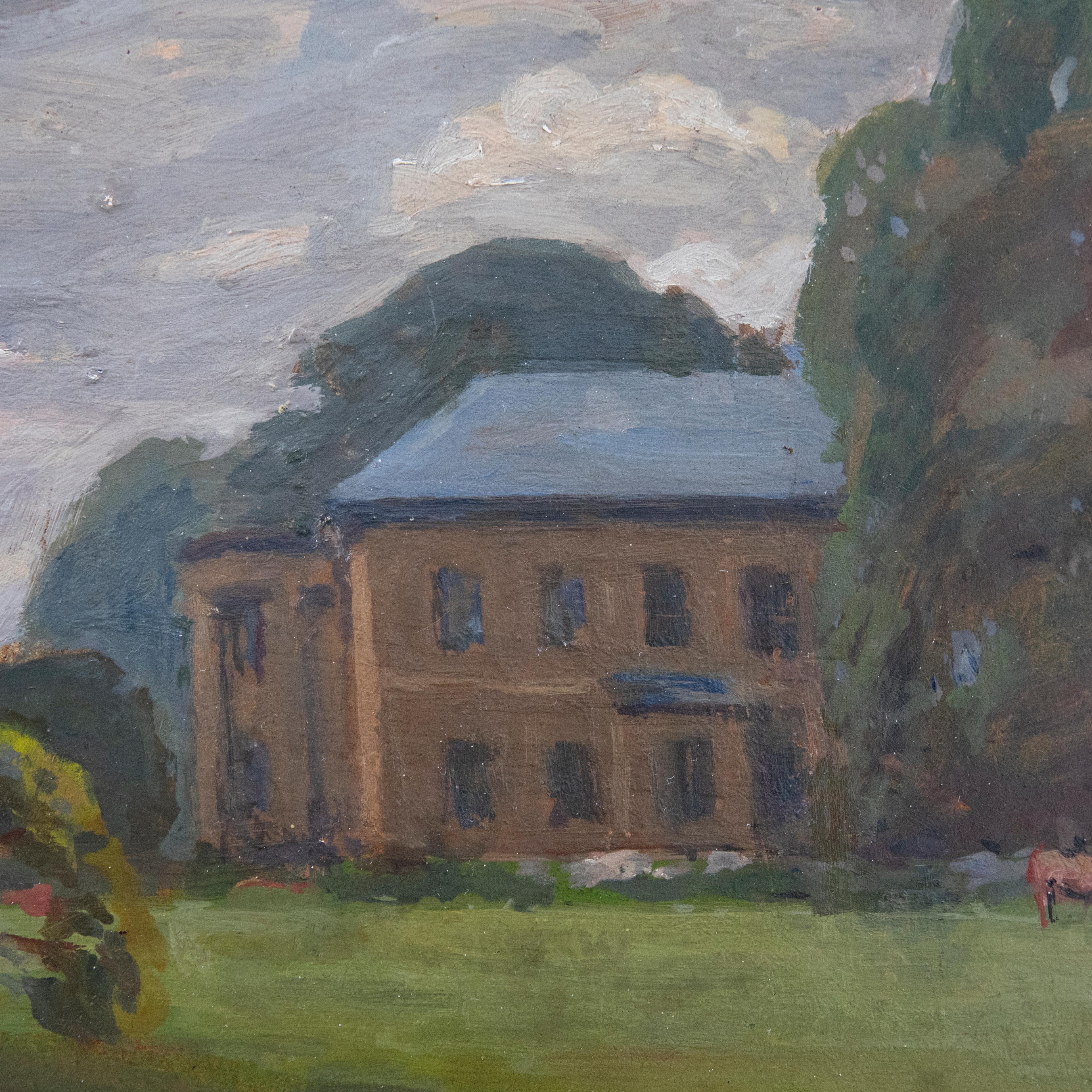 John Brown (1887-1966) - Early 20th Century Oil, View of the Manor For Sale 1