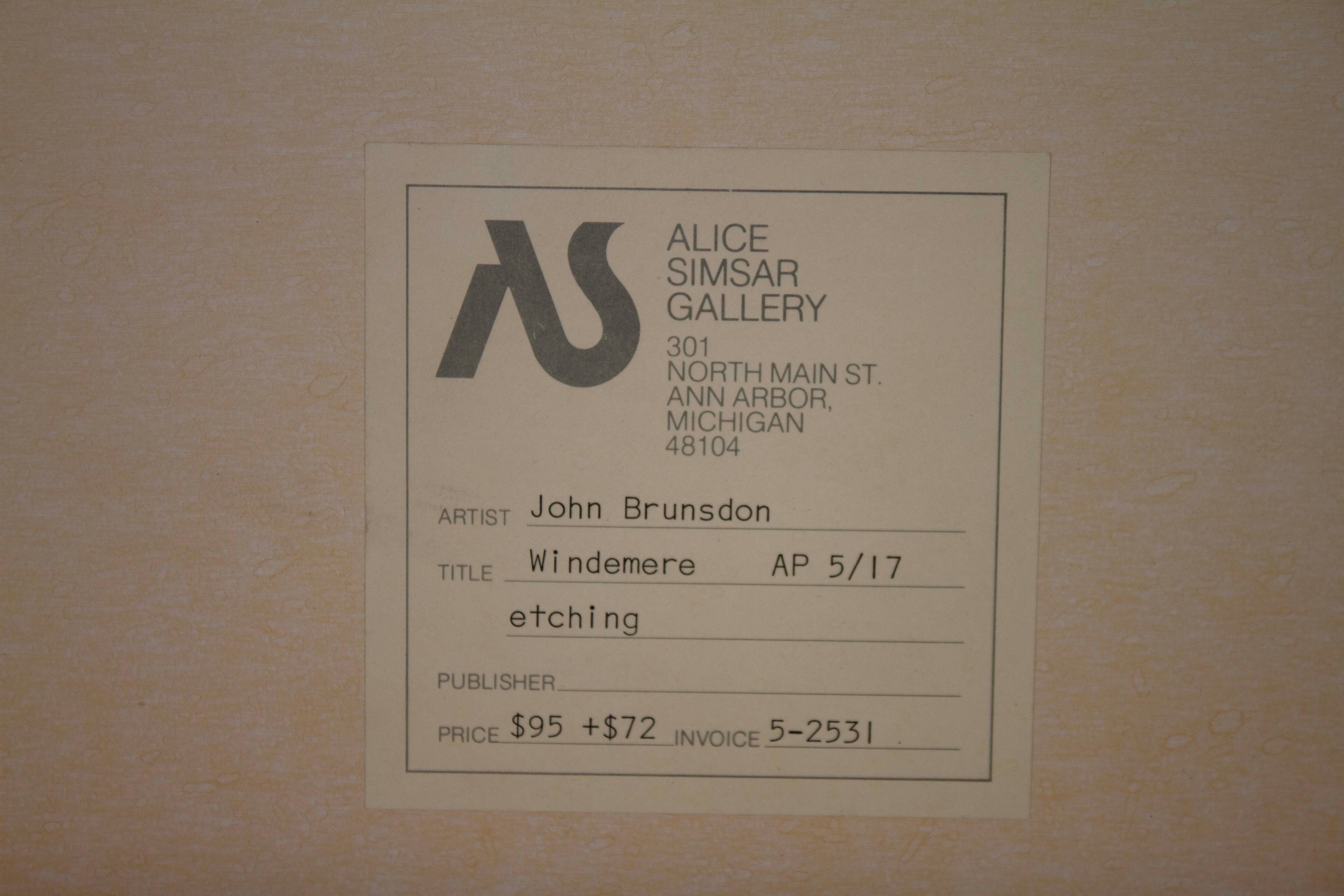 John Brunsdon Windemere Signed Etching Modern Fauvist Color Field Landscape AP 7