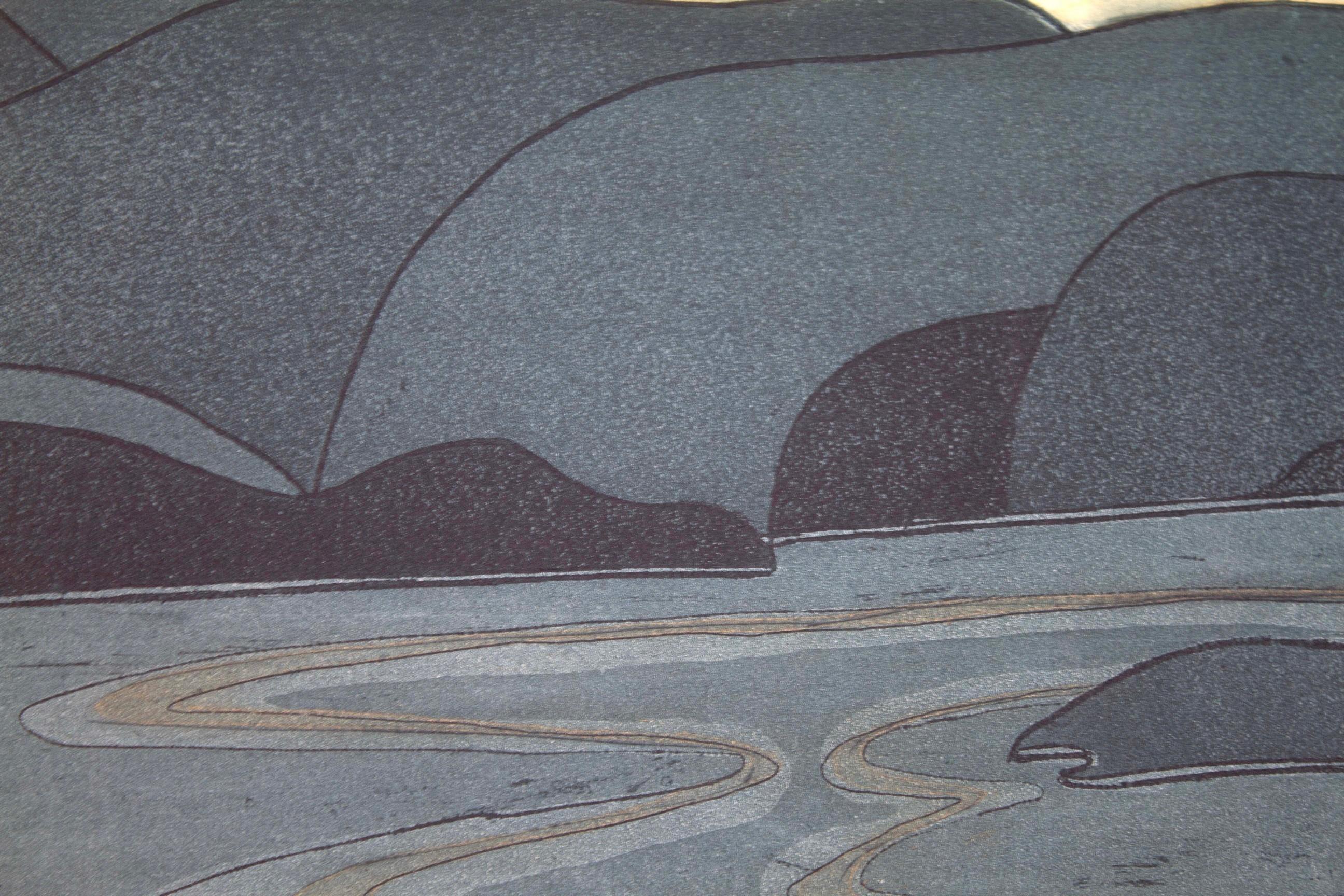 Late 20th Century John Brunsdon Windemere Signed Etching Modern Fauvist Color Field Landscape AP