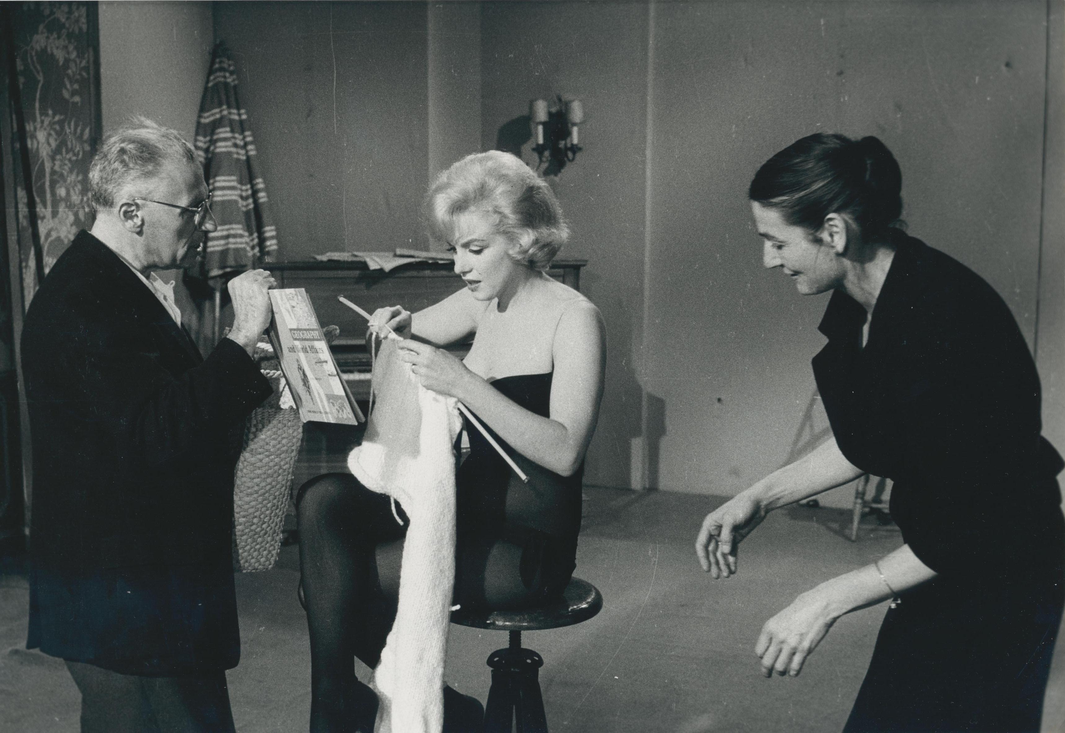 John Bryson Black and White Photograph - Marilyn Monroe knitting on set "Lets Make Love", USA, 1960