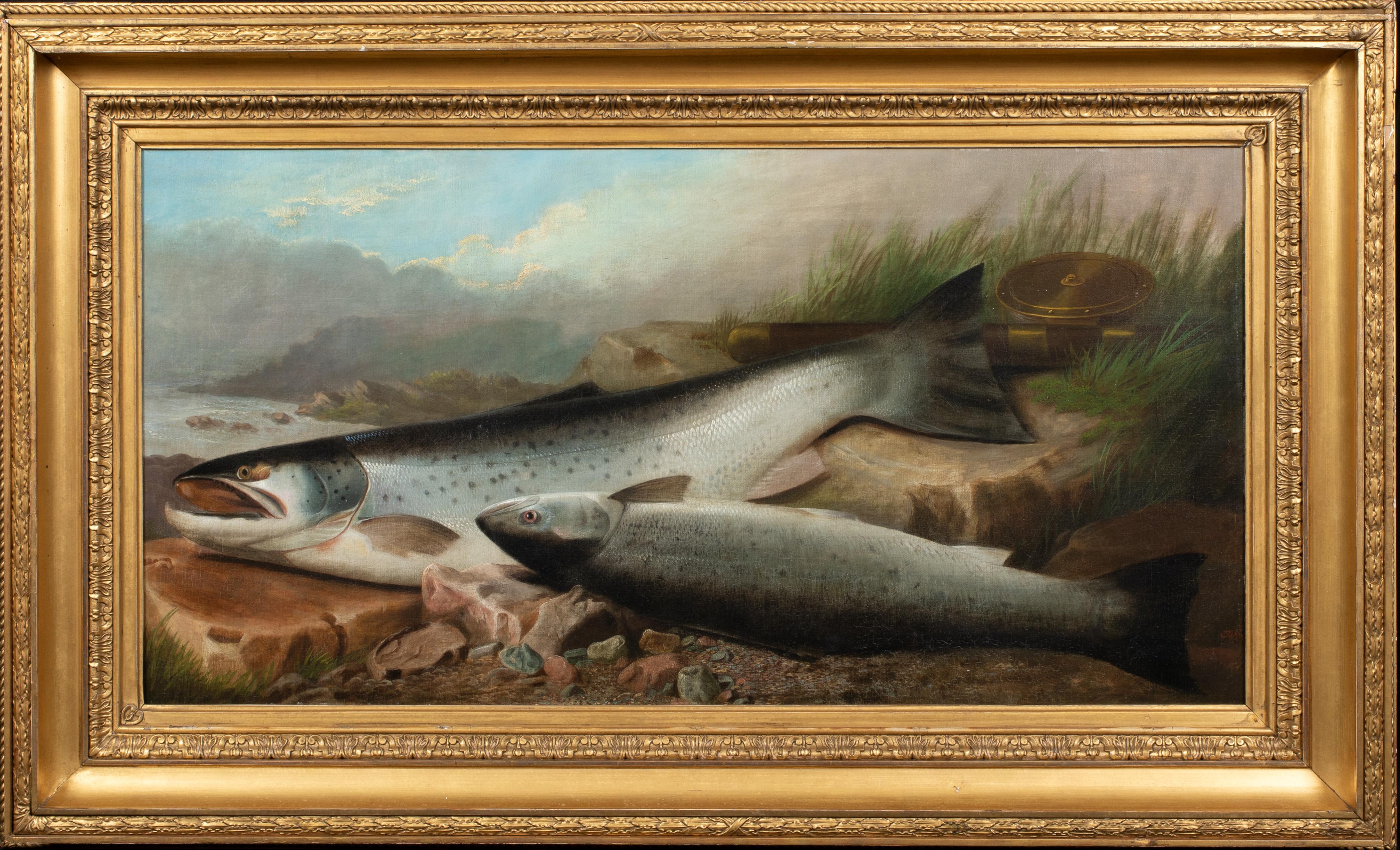 Salmon By The Loch, 19th century  - Painting by John Bucknall Russell