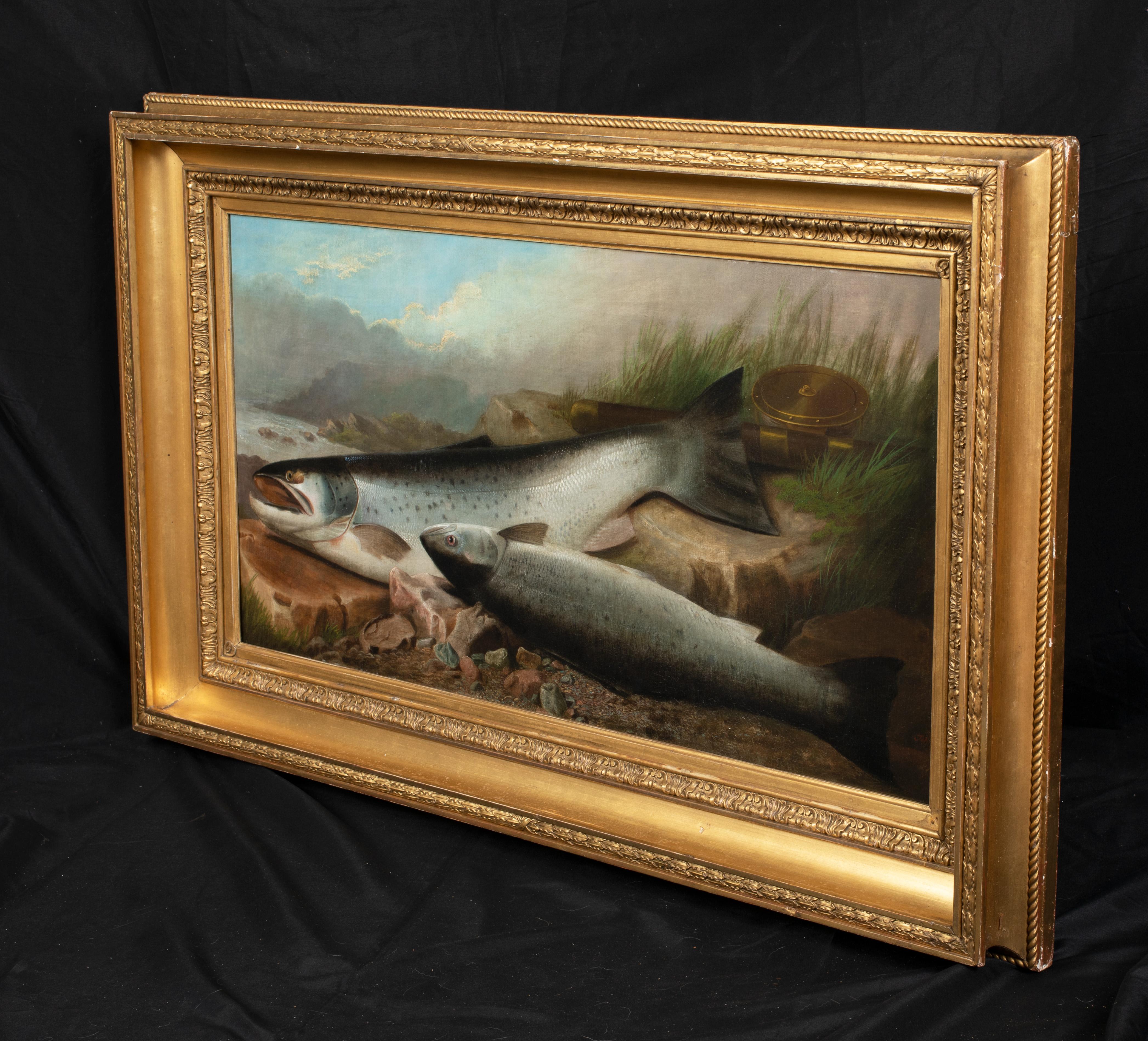 Salmon By The Loch, 19th century  - Brown Still-Life Painting by John Bucknall Russell