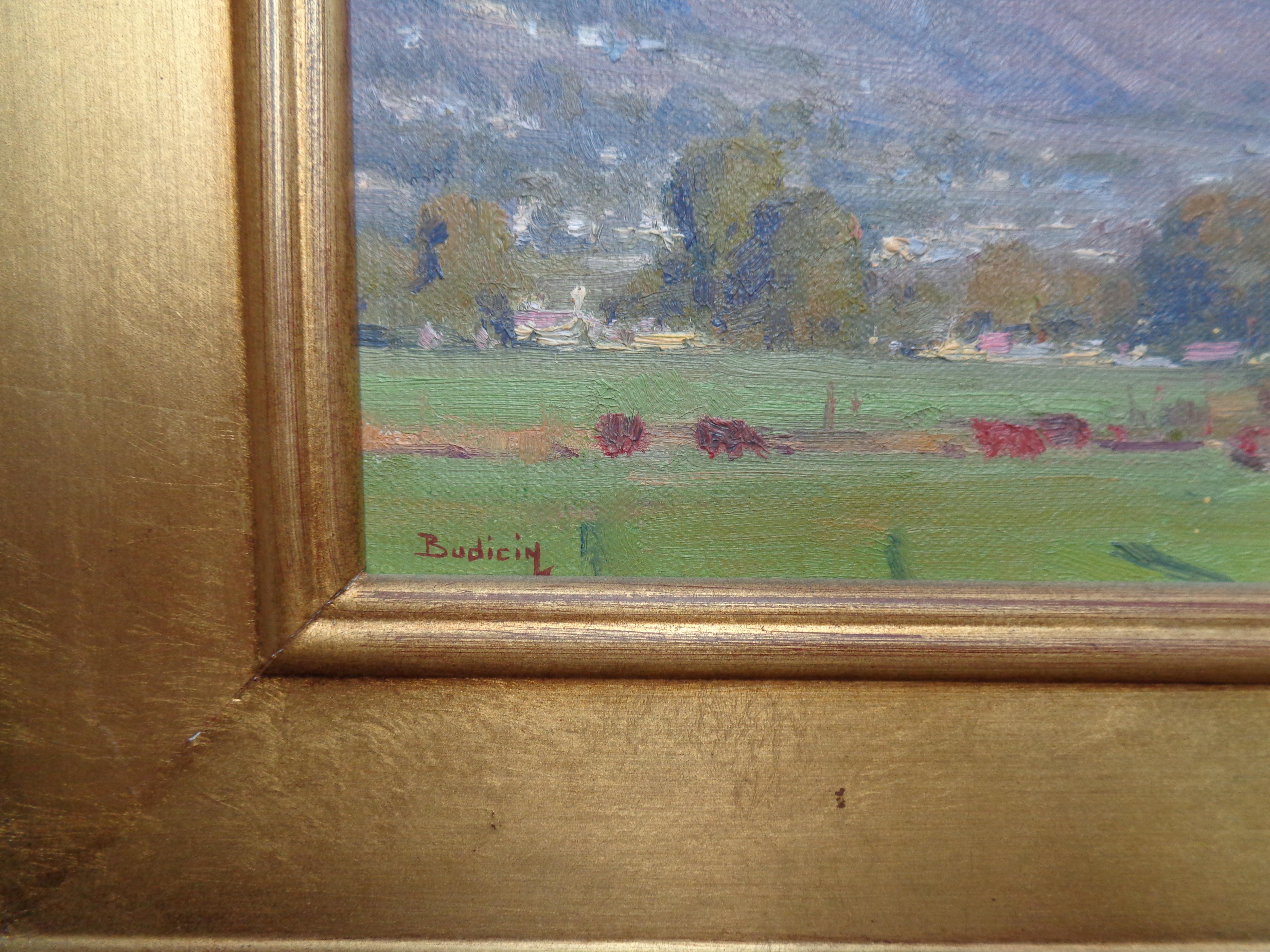  Kalifornische Landschaft, Ölgemälde von John Budicin, San Bernardino Mountains Farm, Kalifornien im Angebot 4