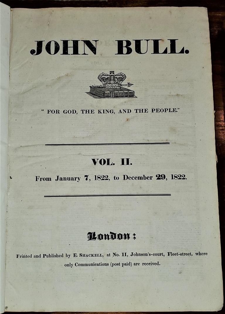 John Bull Original Annuals from 1820-1829 For Sale 4