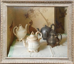 Still Life of Teapots - British art Royal Academy exhib. 1957 oil painting