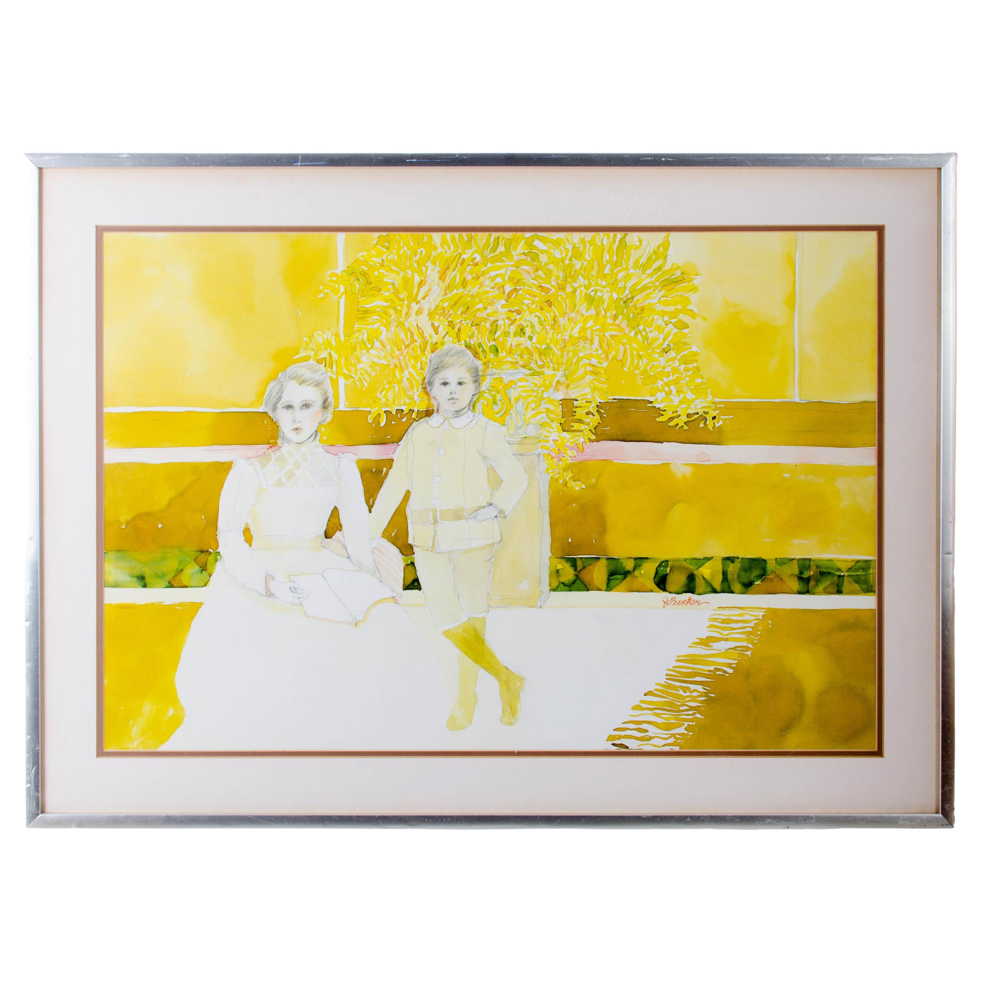 Portrait victorien de John Bunker Peinture à l'aquarelle