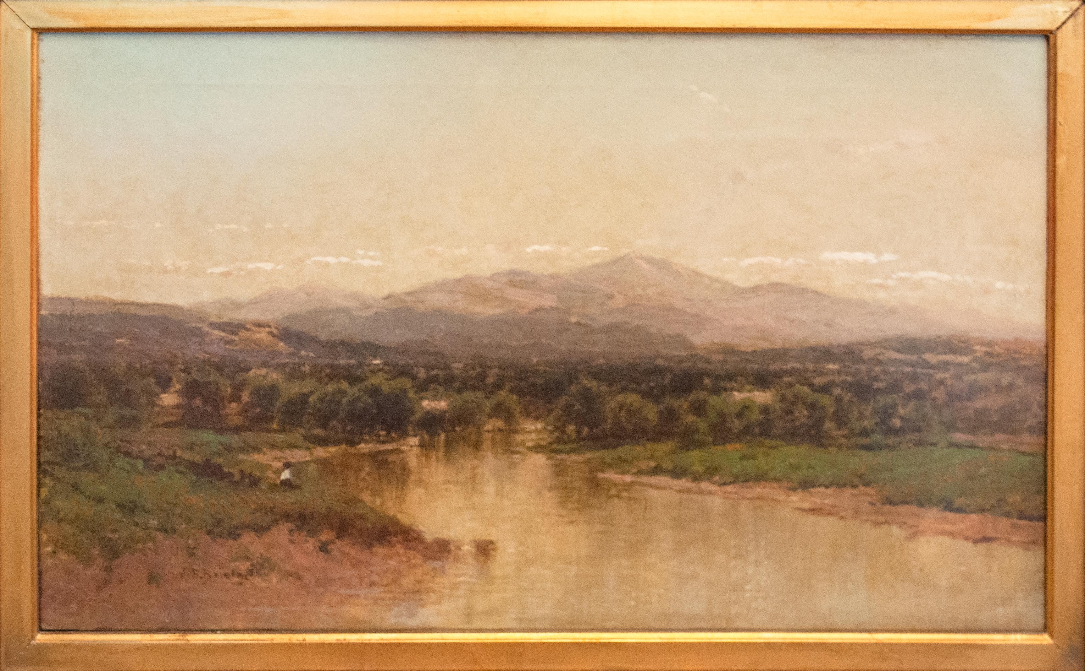 Hudson River School Landschaft Ölgemälde Genfer See Adirondacks New York – Painting von John Bunyan Bristol