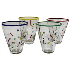 John Burchetta Set of 4 Hand Blown Murano Glass Tumblers, 1995