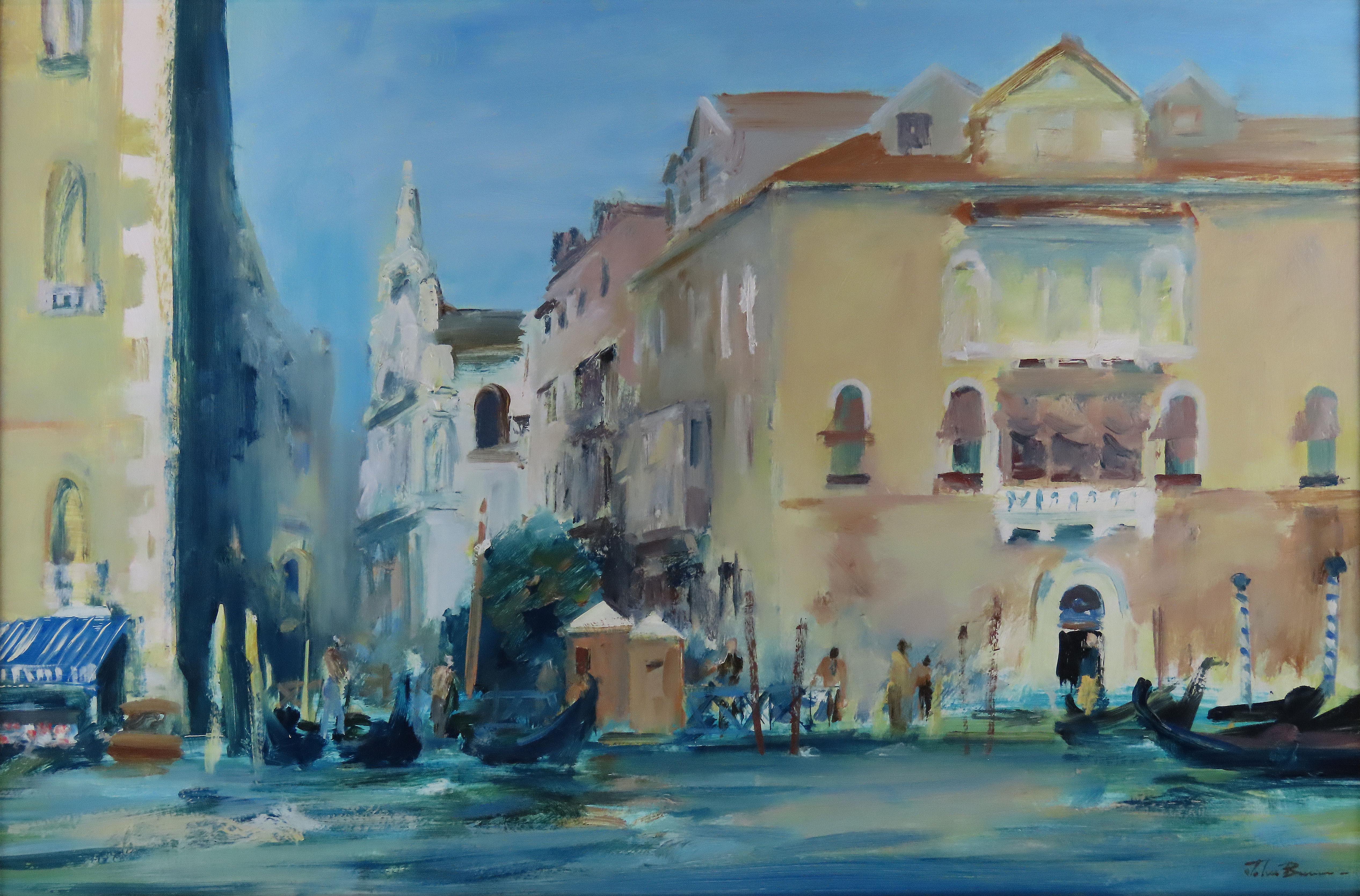Original Ölgemälde auf Karton, JOHN BURMAN, Der große Kanal, Gondola Crossing
