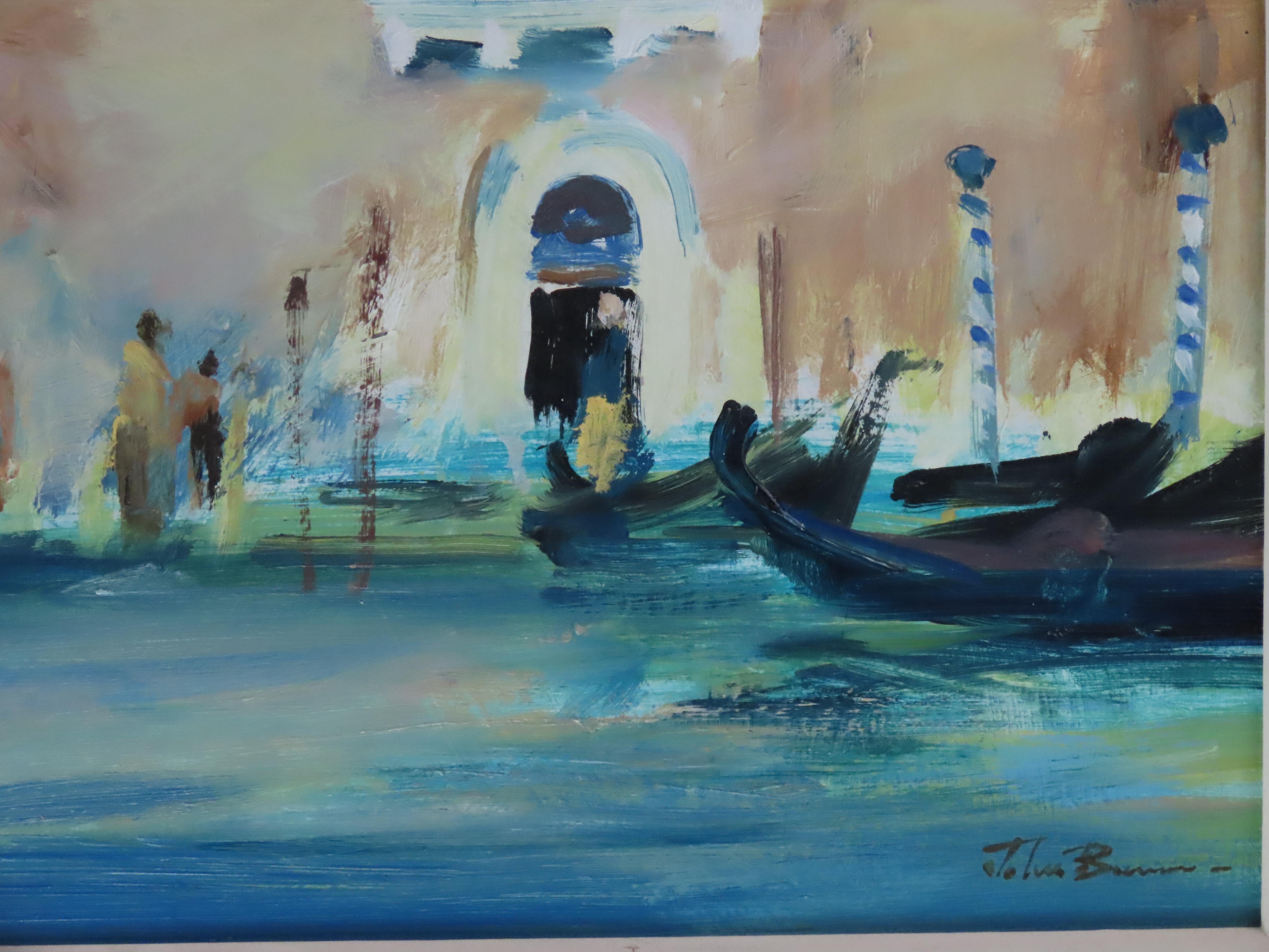 Original Ölgemälde auf Karton, JOHN BURMAN, Der große Kanal, Gondola Crossing