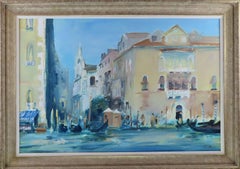 Original Oil on Board, JOHN BURMAN, The Grand Canal, Gondola Crossing"
