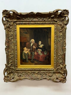 John Burnet (1784-1868) une scène de famille détaillée avec grands-parents et petit-fils