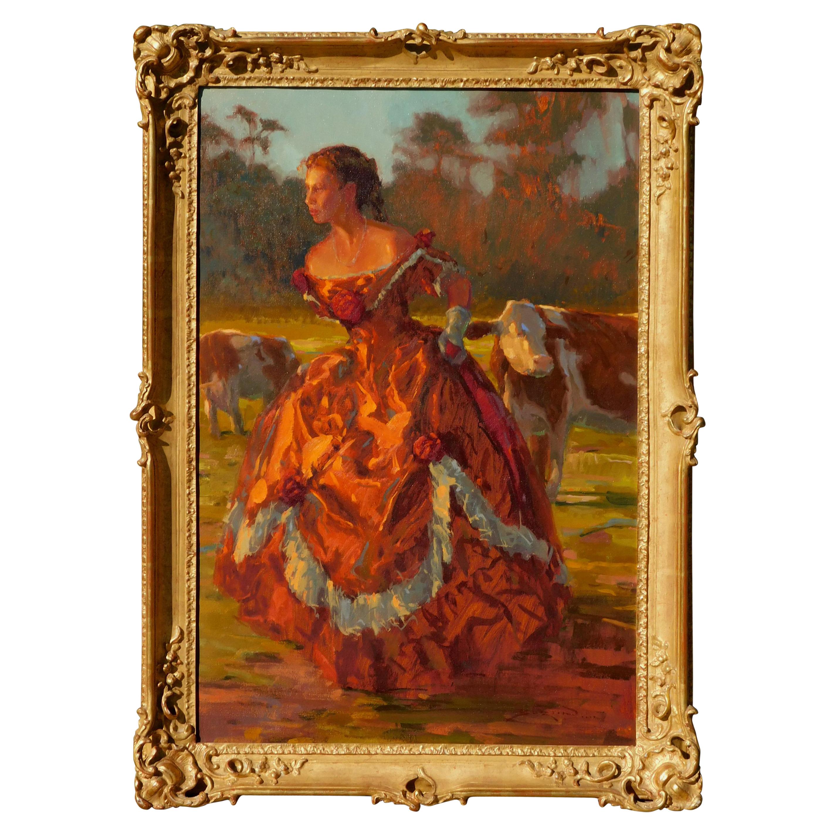 Peinture à l'huile figurative sur toile «scape » de John Burton, 2006 en vente