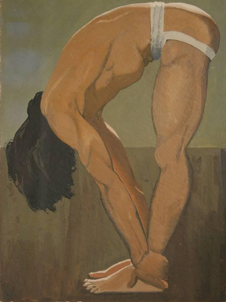 John Button Figurative Art - Tony in Jock Strap